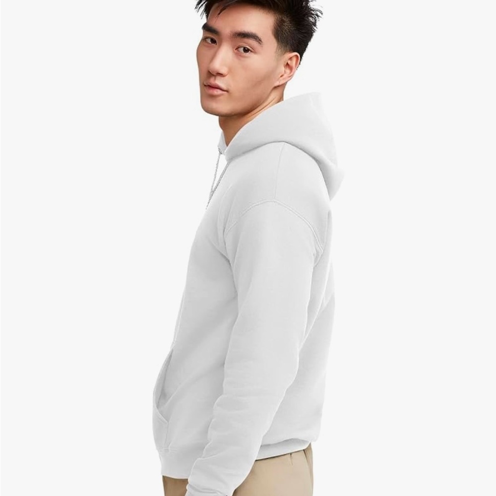Hanes Men’s EcoSmart Fleece Hoodie l White l M - Picture 3 of 9